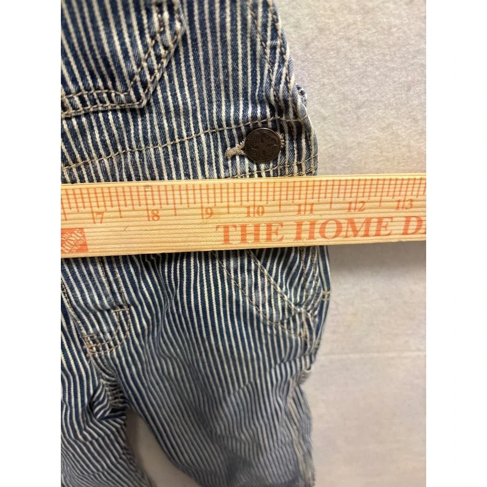 OshKosh B'gosh Blue White Pinstripe Denim Overalls Baby Toddler Size 2T